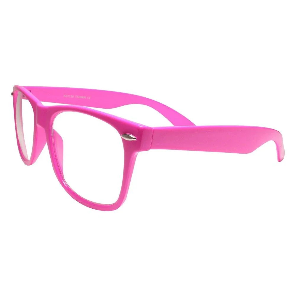 Classy 80s 90s Dapper Clubbing Horn Rimmed Pink Frame Clear Lens Glasses